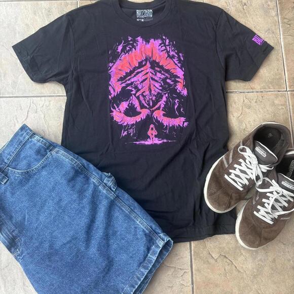 Blizzard Black Graphic T-Shirt with Pink Design - Men's Medium - Picture 1 of 7
